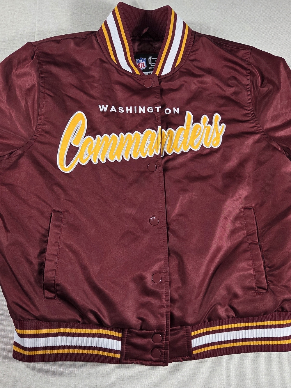 Ultra Game Washington Commanders Satin Bomber Jacket Men's M